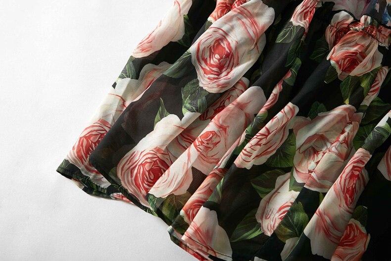Rüschen mit Blumendruck, elegante Designer-Freizeit-Maxikleider