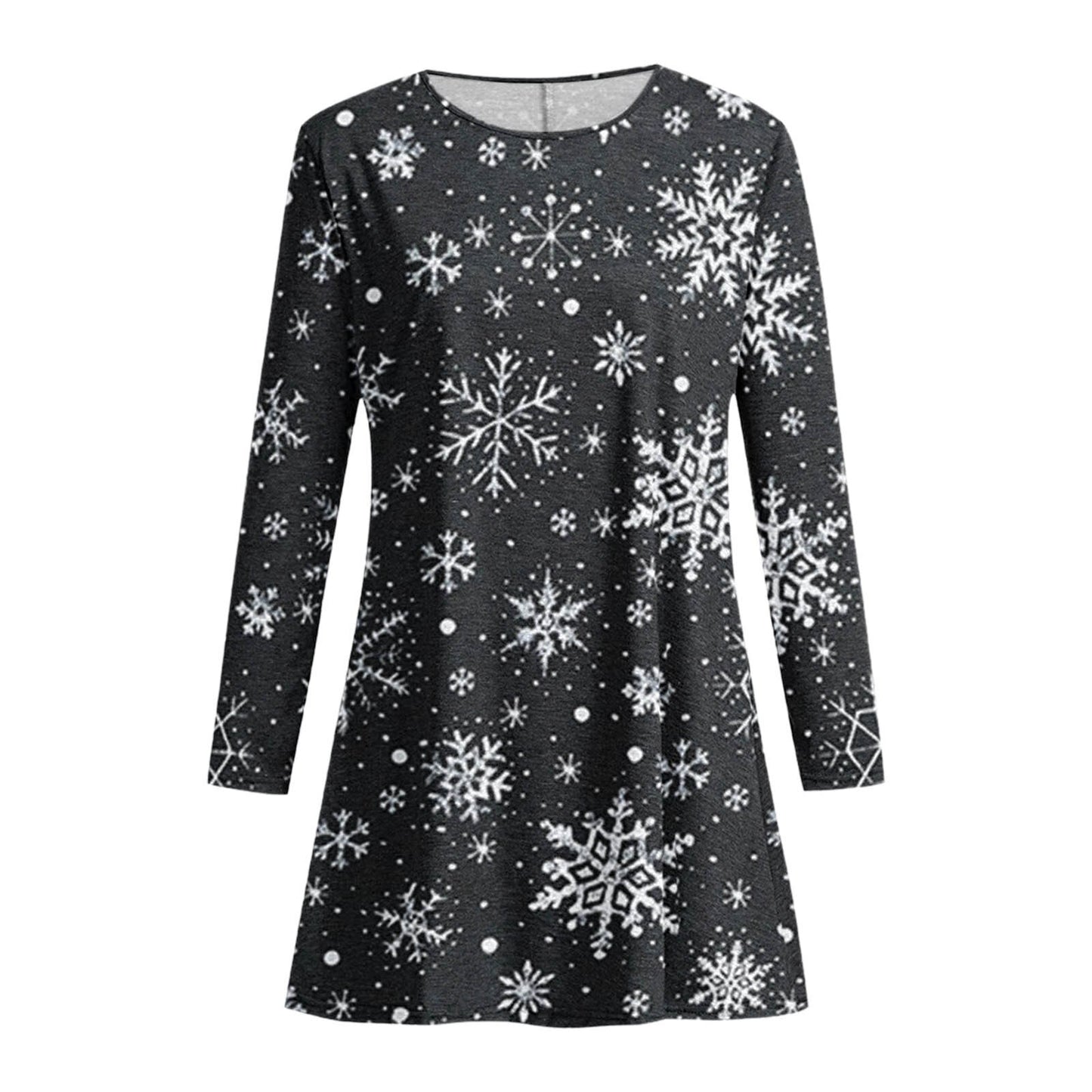 Women Dress Fashion Casual Long Sleeve O-neck Christmas Print Ladies Loose Sweatshirt Dress Mini Swing Dress Woman Xmas Dresses