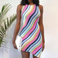 Colorful Striped Knitted Round Neck Sleeveless Bodycon Dress