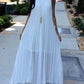 Halter White Pleated Maxi Dress