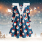 Women's Dress Ladies Party Dresses Fur-collar Strapless Sexy Lace-up Christmas Print Retro Plush Long-sleeved Female Dress Hot