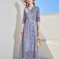V Neck 3/4 Sleeves Floral Printed Fashion Casual Mid Calf Dresses