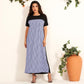 New Summer Fashion Plaid Stitching Knitted Elastic Loose Plus Size Women's Casual Commuter Long Dress