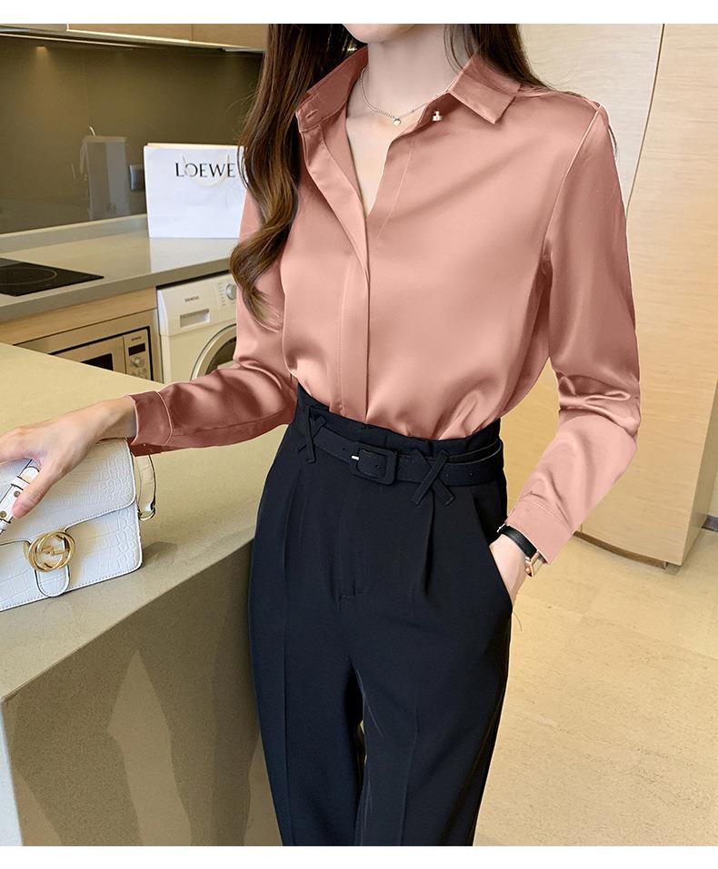 Woman Blouses Satin Top Female Shirts and Blouse Basic Ladies Tops OL Clothing