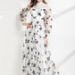 Long Sleeves Lace Patchwork Printed Organza Elegant Maxi Party Prom