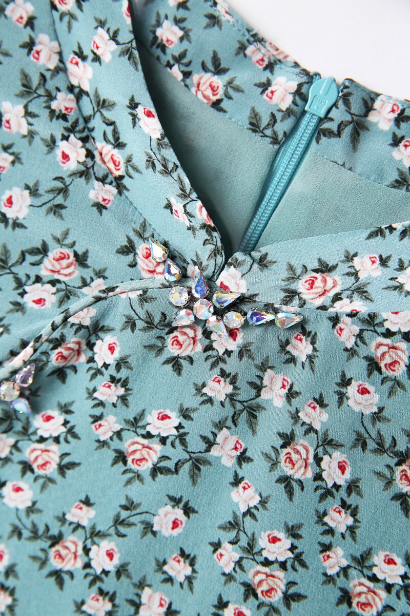 Short Sleeves Printed Floral Elegant Fashion Dresses
