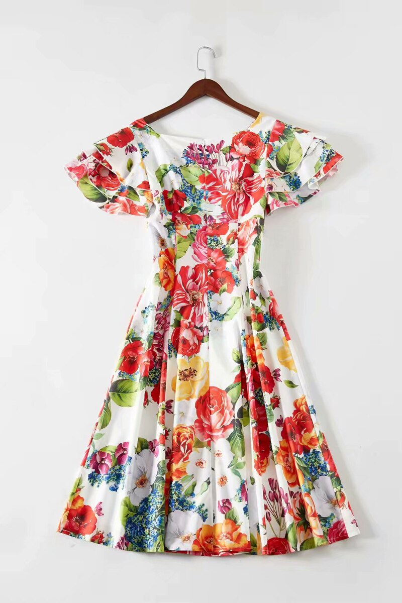 Floral Printed Fashion High Street Casual Dresses