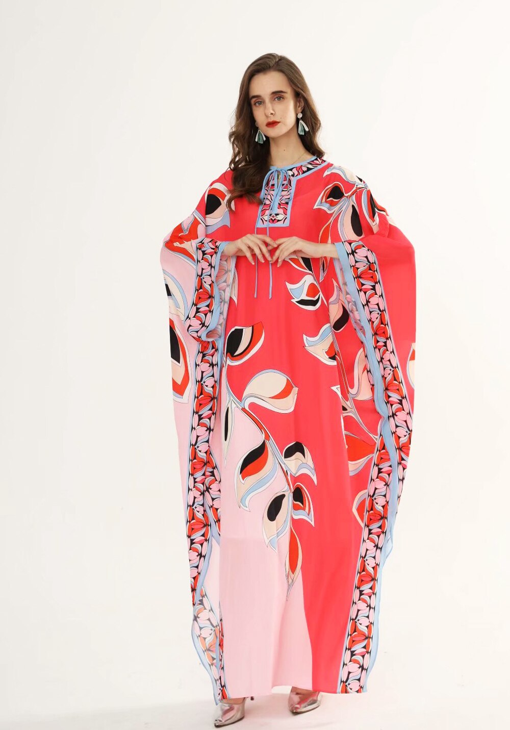 Floral Printed Loose Design Elegant Maxi Dresses