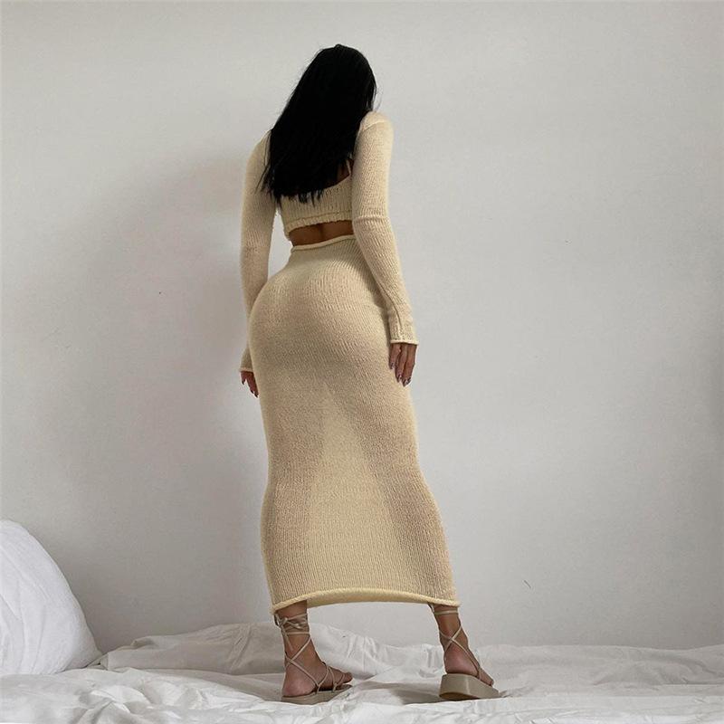 Sexy Knitted Sweater Two Piece Dress Sets