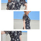 V Neck Short Sleeves Printed Ruffles Fashion Casual Summer Dresses