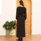 2021 neue Damen-Schwarz-Art- und Weisedruck-elastische Taillen-hohe Taillen-langes wildes süßes langes Hülsen-Mädchen-Kleid