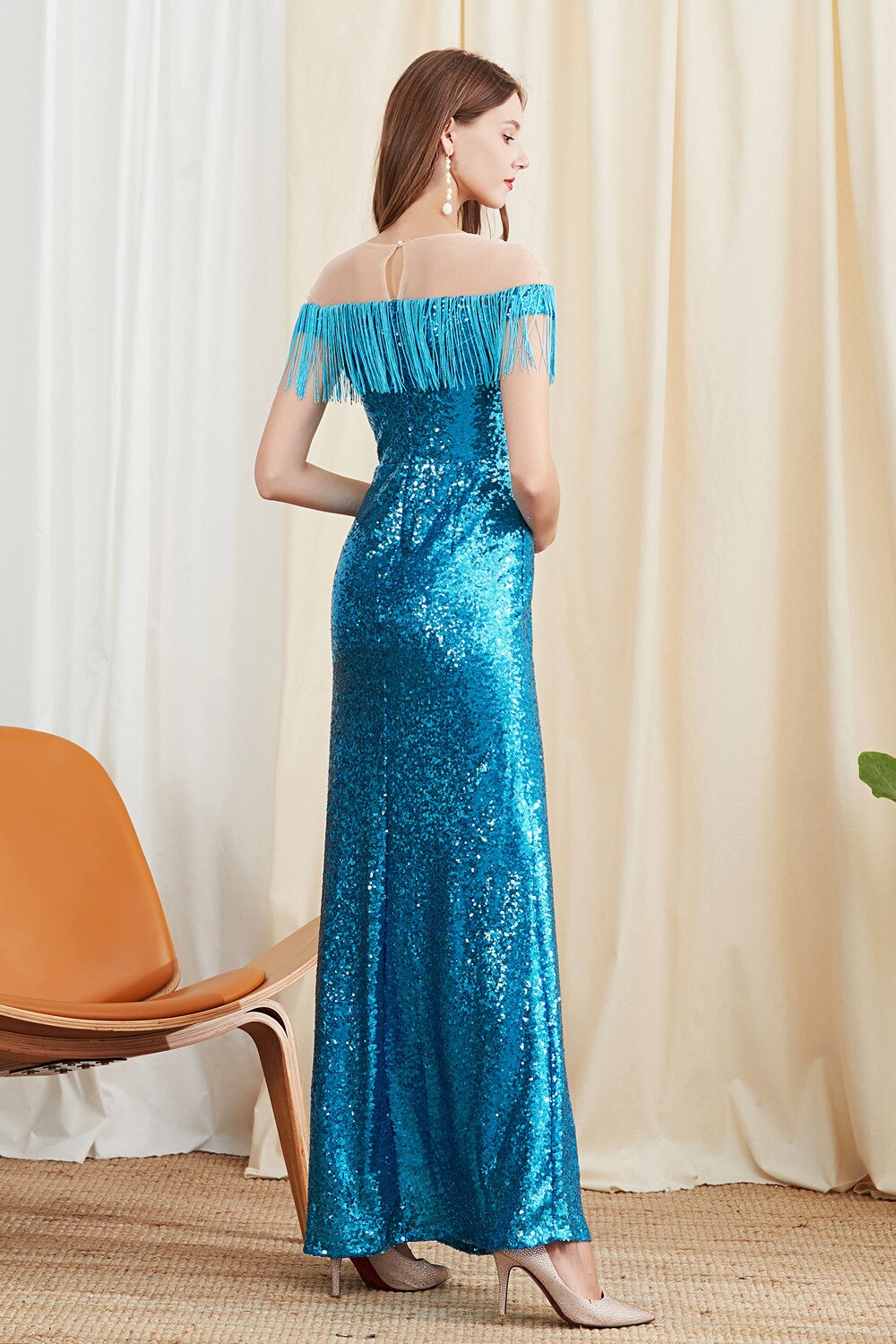 Sequined Patchwork Elegant Long Prom Dresses
