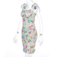 Butterfly Print Backless Bodycon Dress