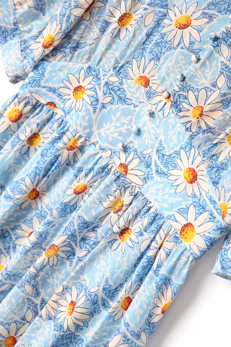 Sexy V Neck Short Sleeves Floral Printed Fashion Casual Short Summer Dresses