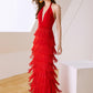 Tiered Tassels Fashion Long Party Dresses Elegant Runway Prom Dress