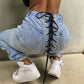 Street Fashion Fitness Trousers Hip Bandage Lace Up Vintage Pants