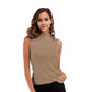 Women O Neck Top Turtleneck Sleeveless T-shirt Slim Knitted Vest Tee