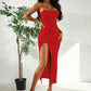 Side Spilt Camis Low Neck Body-shaping Robe
