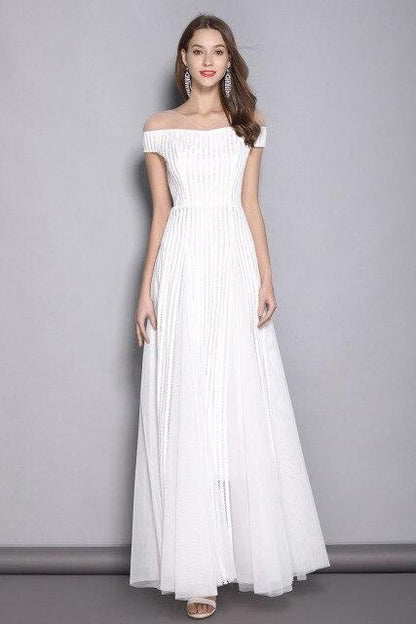 Women's V Neck Short Sleeves Hollow Out Party Prom Elegant Patchwork Long Runway Dresses