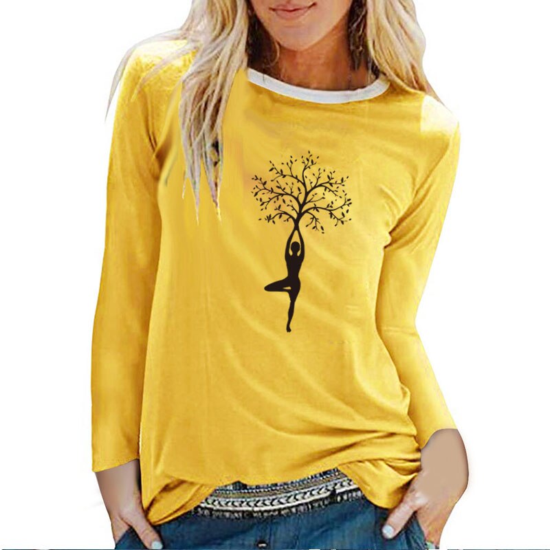 Lady Tree Print Long Sleeve T-shirts