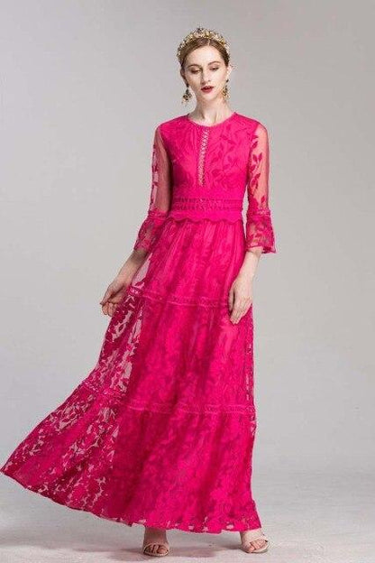 FashionSierra - Embroidery Lace Hollow Out Elegant Prom Maxi Dresses