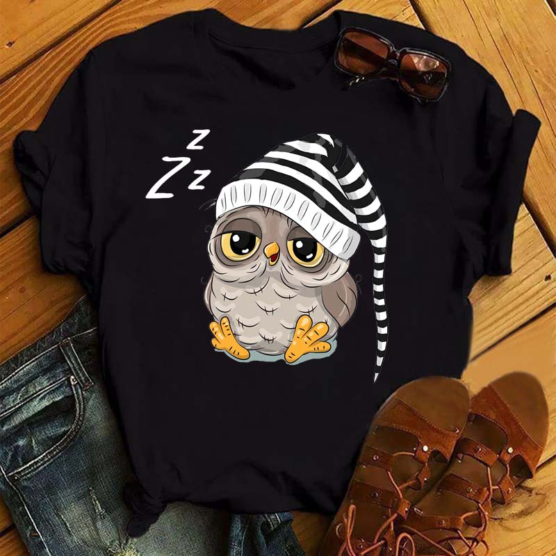 Cartoon Owl Print T Shirt