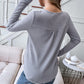 Solid Round Neck Casual Loose Long Sleeve T-shirt
