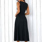 Plus Size Women Black A-line Party Sleeveless Pockets Dress
