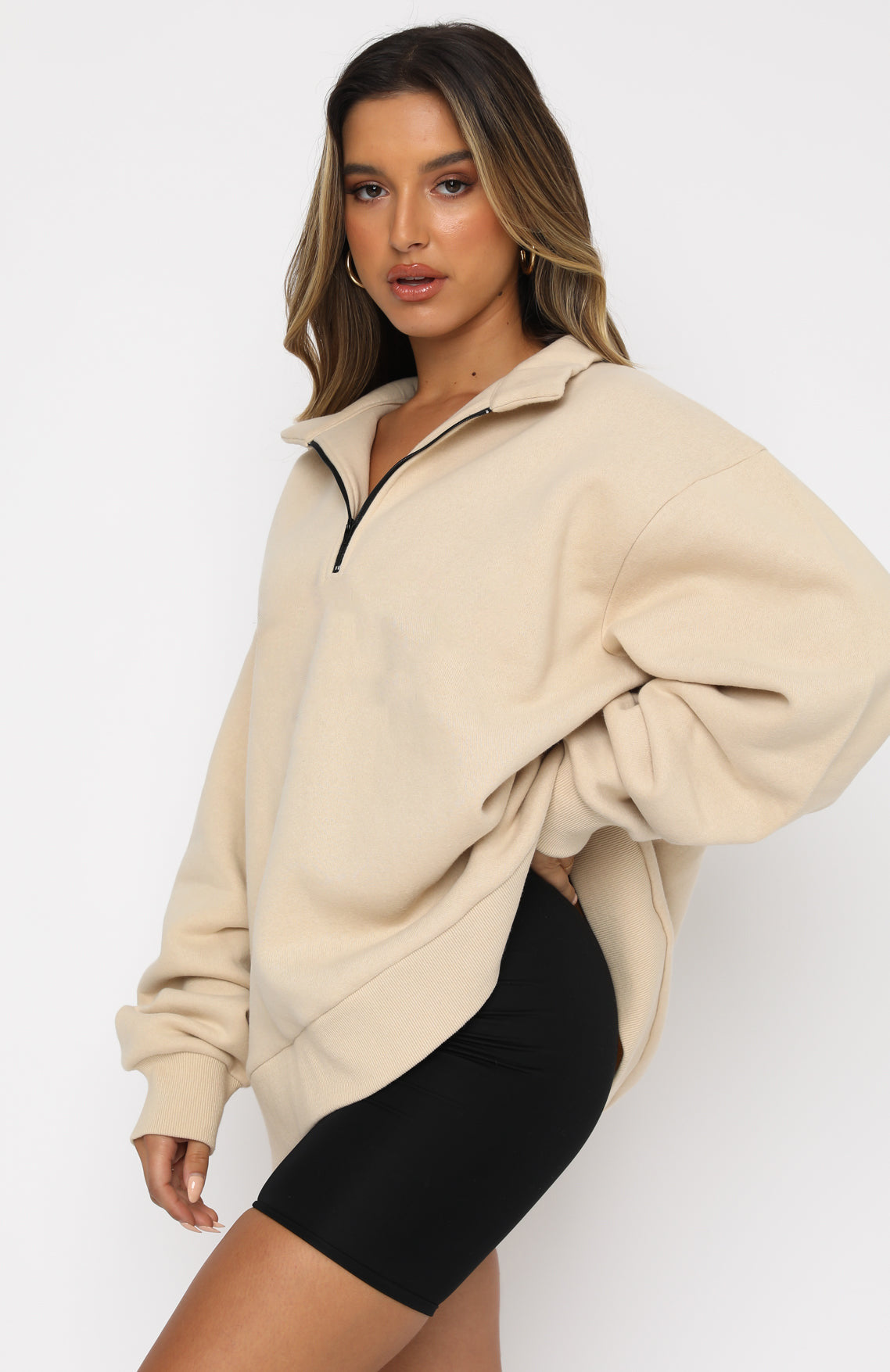 Casual Half Zipper Pullover Long Sleeve Sweatshirt