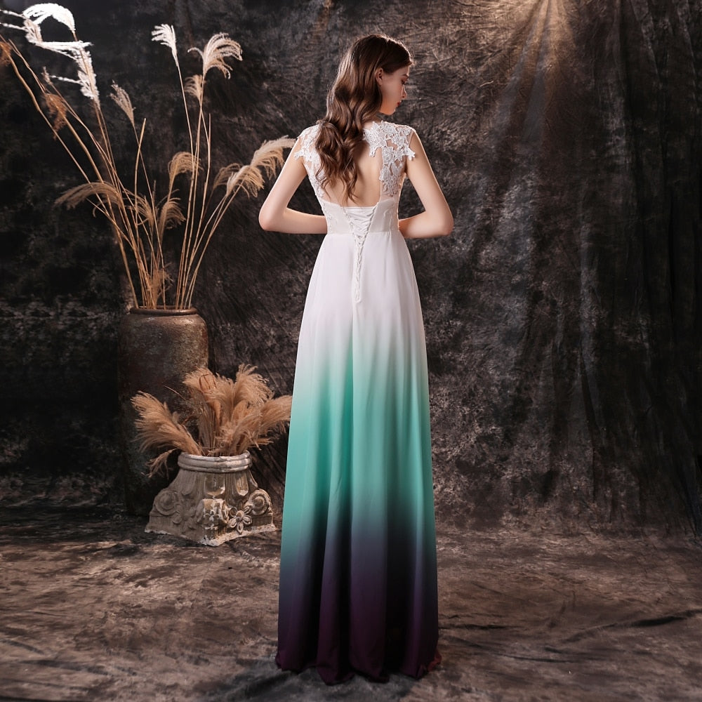 2023 New A-Line Ombre Prom Dresses