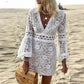 Plunge V-neck Bell Sleeve Lace Bodycon Dress
