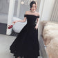2023 Burgundy Black Velour Boat Neck Dots Lace A-line Prom Gowns