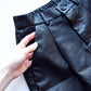 Winter Bermuda Elastic Waist Loose Five Points Leather Trouser Shorts