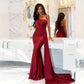 2023 Red Prom Dresses For Women Off Shoulder Solid Evening Party Dresses