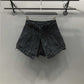 Women's Fake Two Pieces of High Waist A-line Thin Denim Shorts Street Style