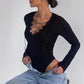 Ribbed Knitted Long Sleeve Sexy Bodysuit