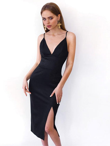 Sexy Backless Black White Party Dress