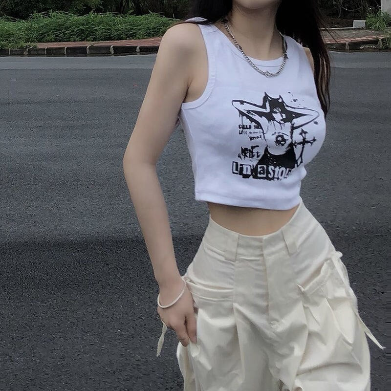 Sleeveless Vest Y2k Fairy Grunge Clothes Harajuku T-shirts