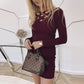 Sexy Women Dress Round Neck Solid Color Hollow Out Skinny Long Sleeve  Sexy Dress Bodycon Dress Women Club Wear