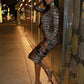 Zebra Print Bodycon Long Sleeve Dress Women Slim Fit Night Clum Party Dress Autumn tight midi vestidos streetwear