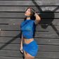 See Through Print Mesh Top and Skirt 2 Piece Set Outfit