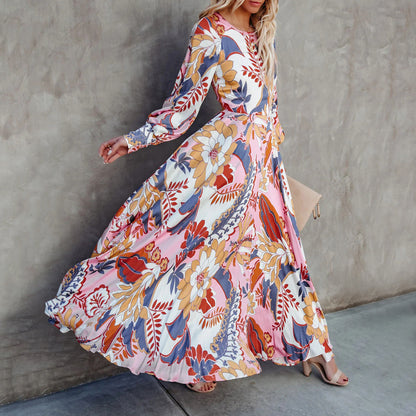 Chic O Neck Floral Printed Dress