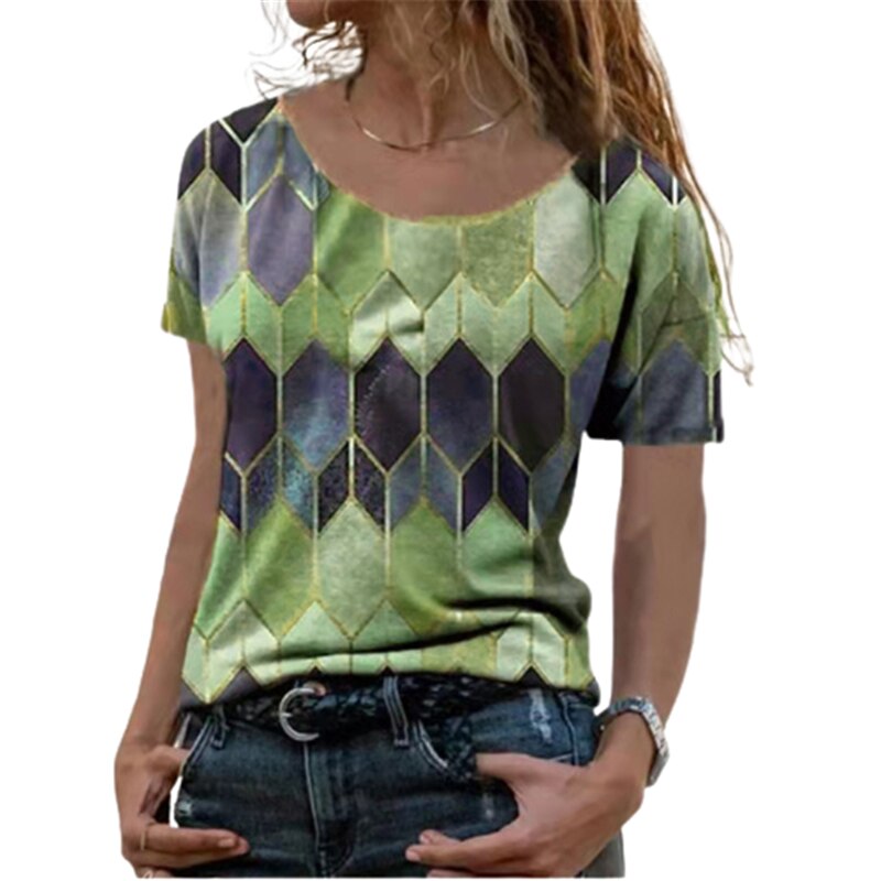 Short Sleeve Geometric Pattern T shirt