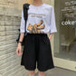 Loose 3XL Solid Embroidery BF Wide-leg Knee-length Harajuku Casual Simple