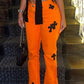 Sifreyr Cross Embroidery Orange Jeans Women Low Waist Straight Streetwear Casual Baggy Jeans
