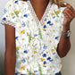 Flower Print Casual Loose Short Sleeves T-Shirts