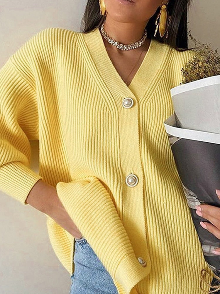 Tossy Solid Casual Knitted Cardigan Sweater High Street Outwear Pullover Female Coat