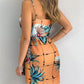 Tropical Print V-Neck Wrap Casual Holiday Dress