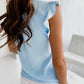 Women Top Solid Color Ruffle Sleeve Trim Drawstring Elegant Summer Blouse Streetwear