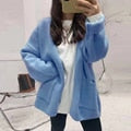 Vintage Loose Cardigans Casual V-neck Knit Sweater Female Long Sleeve Knitwear